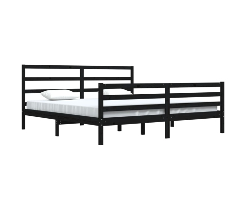 vidaXL Estructura de cama de madera maciza de pino negra 200x200 cm