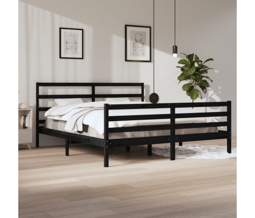 vidaXL Estructura de cama de madera maciza de pino negra 200x200 cm