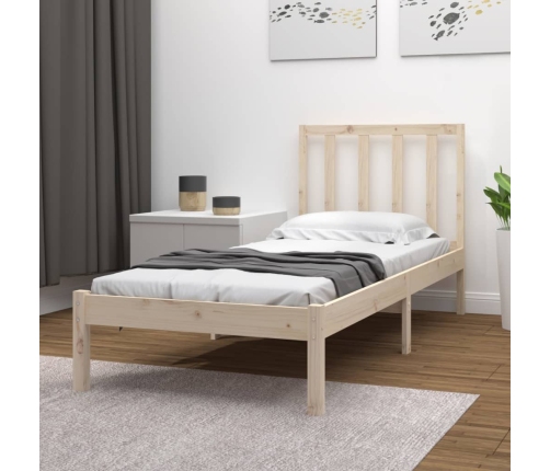 Estructura de cama sin colchón madera maciza pino 75x190 cm