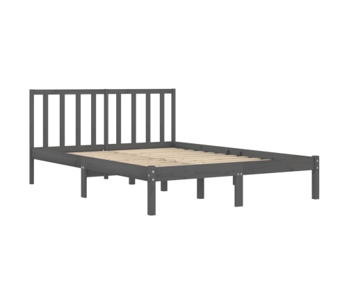 Estructura de cama madera maciza de pino doble gris 135x190cm