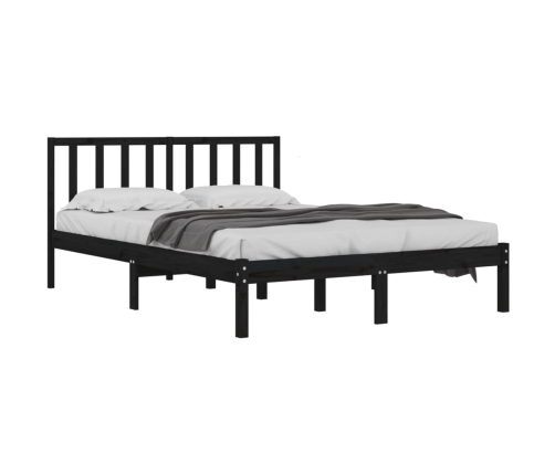 Estructura de cama madera maciza de pino negro 135x190 cm