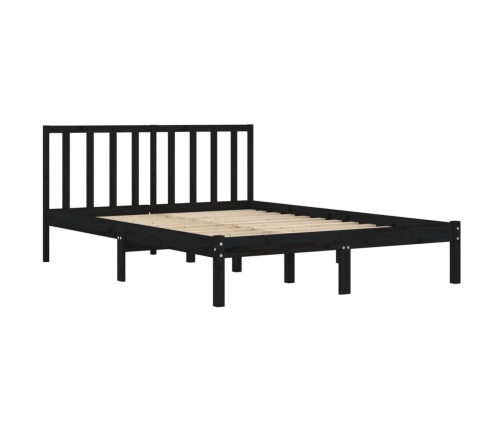 Estructura de cama madera maciza de pino negro 135x190 cm