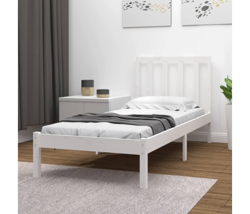 Estructura de cama sin colchón madera de pino blanca 90x200 cm