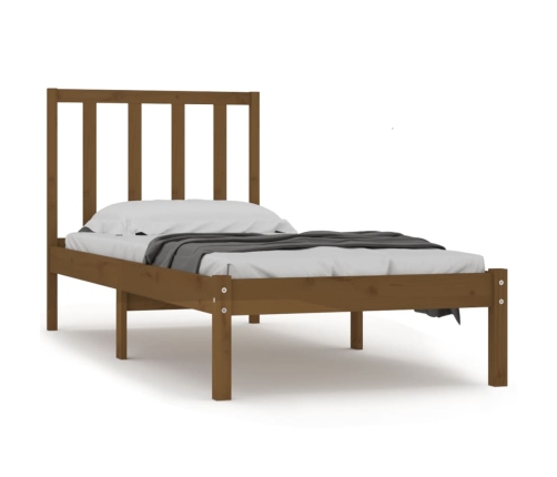 Estructura cama sin colchón madera pino marrón miel 100x200 cm