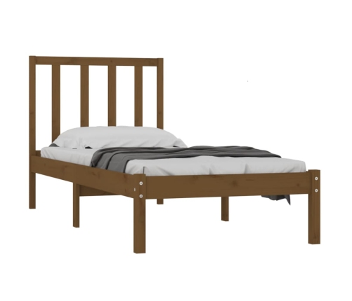 Estructura cama sin colchón madera pino marrón miel 100x200 cm