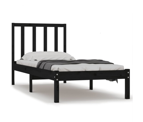 Estructura de cama sin colchón madera de pino negro 100x200 cm