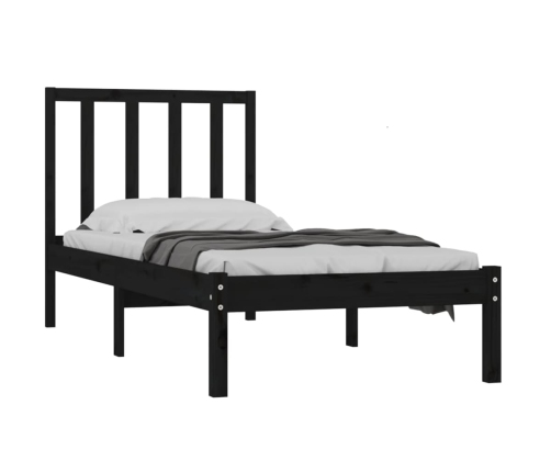 Estructura de cama sin colchón madera de pino negro 100x200 cm