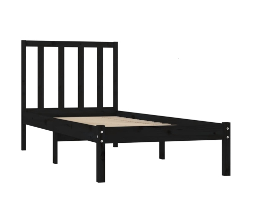 Estructura de cama sin colchón madera de pino negro 100x200 cm