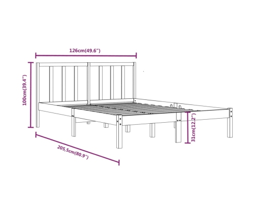 Estructura de cama sin colchón madera de pino gris 120x200 cm