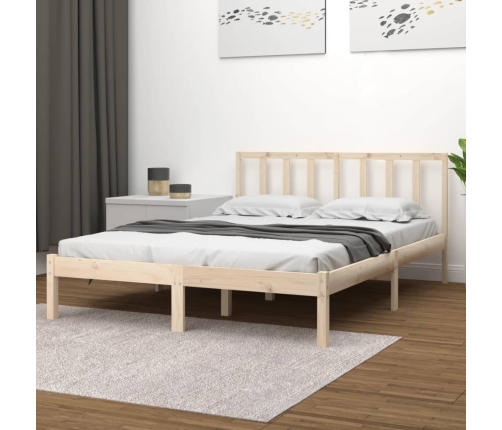 Estructura de cama sin colchón madera maciza de pino 140x200 cm