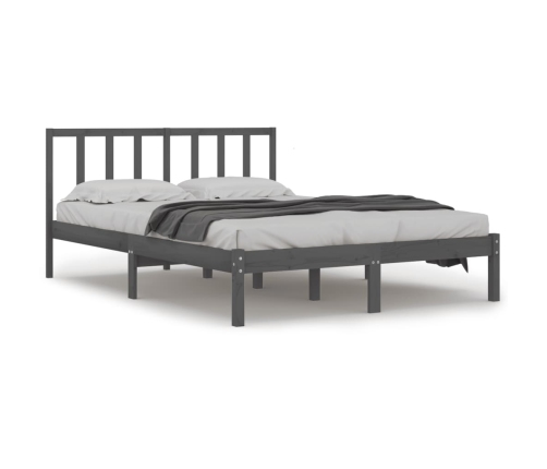 Estructura de cama madera maciza de pino gris 150x200 cm