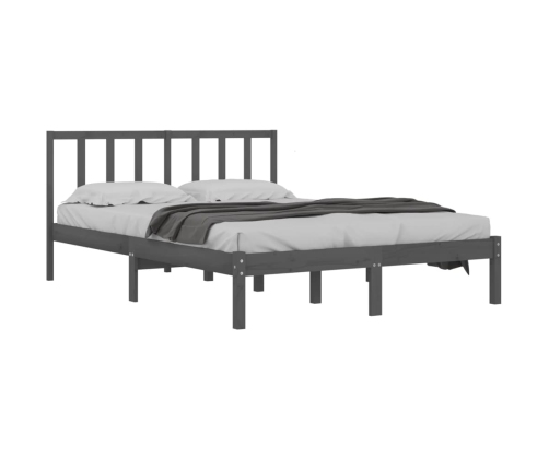 Estructura de cama madera maciza de pino gris 150x200 cm