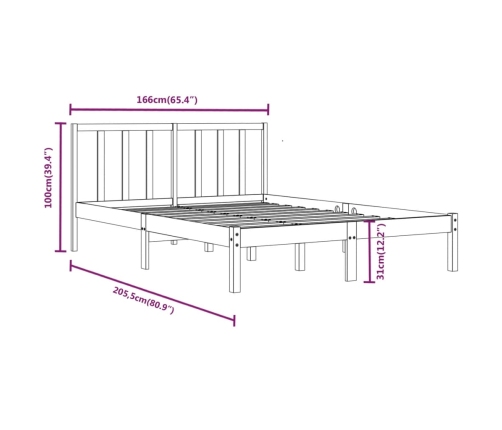 Estructura de cama sin colchón madera de pino blanco 160x200 cm