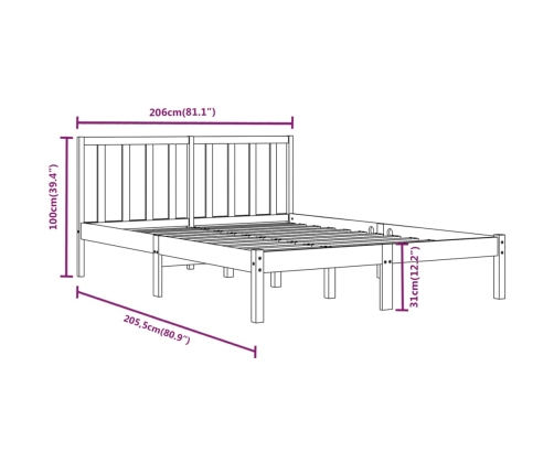 Estructura de cama sin colchón madera de pino blanco 200x200 cm