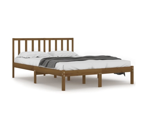 Estructura cama sin colchón madera pino marrón miel 200x200 cm