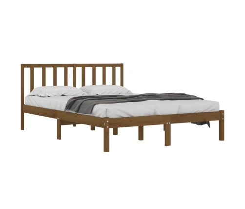 Estructura cama sin colchón madera pino marrón miel 200x200 cm