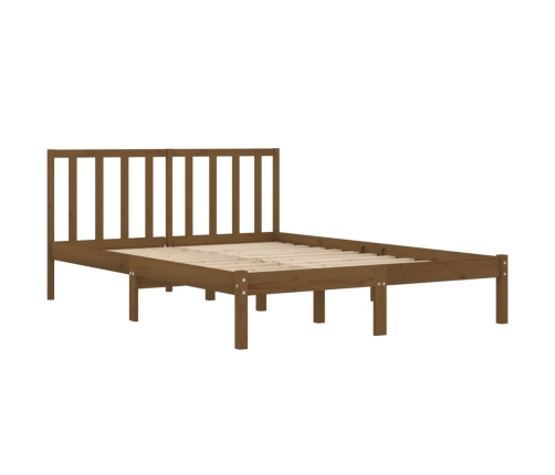 Estructura cama sin colchón madera pino marrón miel 200x200 cm