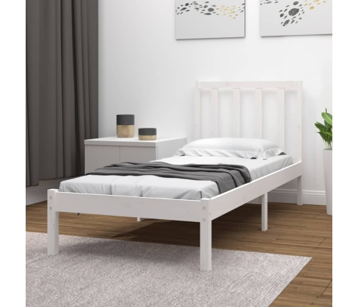 Estructura de cama madera maciza de pino blanco 90x190 cm