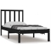 Estructura de cama madera maciza pino individual negro 90x190cm