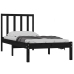 Estructura de cama madera maciza pino individual negro 90x190cm