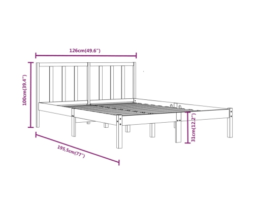 Estructura de cama madera maciza pino blanco 120x190 cm