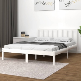 Estructura de cama madera maciza pino blanco 120x190 cm