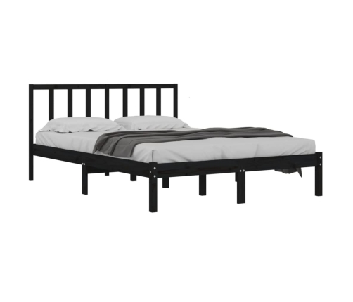 Estructura de cama madera maciza pino negra doble 120x190 cm