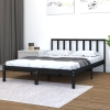 Estructura de cama madera maciza pino negra doble 120x190 cm