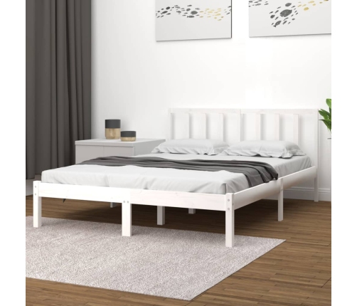 Estructura de cama madera maciza de pino blanco 135x190 cm