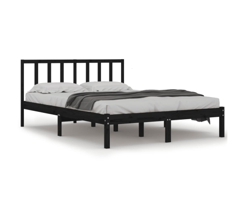 Estructura de cama madera maciza de pino negro 135x190 cm