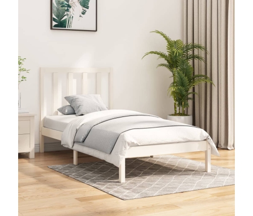 Estructura de cama madera maciza de pino blanco 75x190 cm