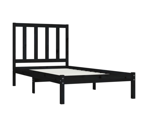 Estructura de cama madera maciza de pino negro 75x190 cm