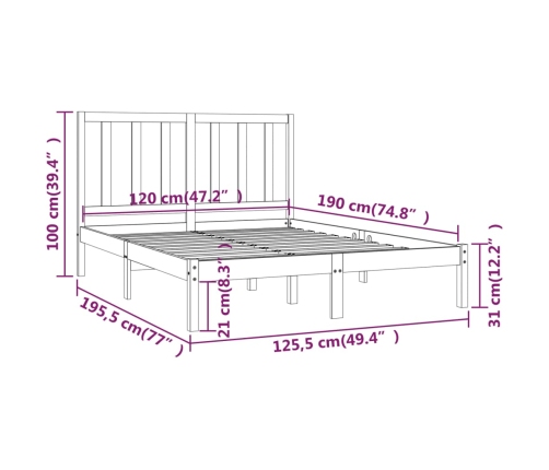 Estructura de cama madera maciza de pino 120x190 cm