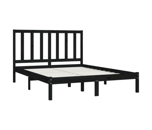 Estructura de cama madera maciza pino negra doble 120x190 cm