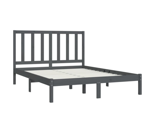 Estructura de cama madera maciza de pino doble gris 135x190cm