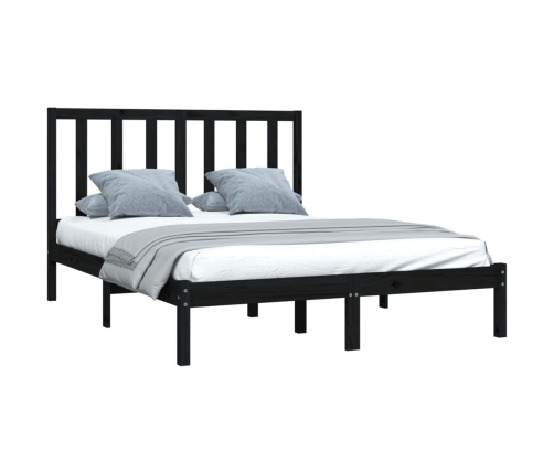 Estructura de cama madera maciza de pino negro 135x190 cm