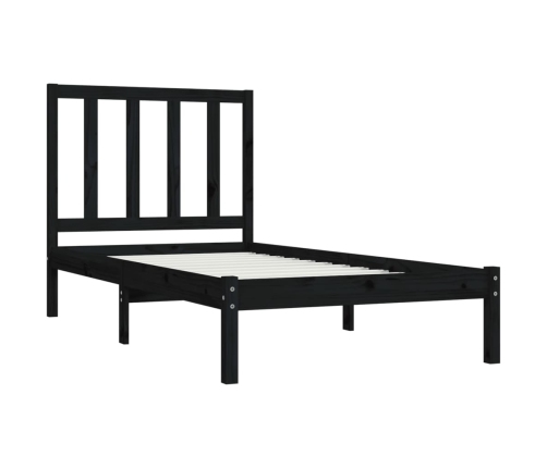 Estructura de cama sin colchón madera de pino negro 100x200 cm