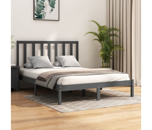 Estructura de cama madera maciza de pino gris 150x200 cm