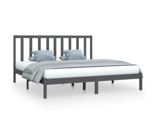 vidaXL Estructura de cama madera maciza gris Super King 180x200 cm