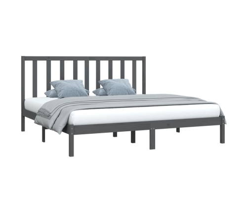 vidaXL Estructura de cama madera maciza gris Super King 180x200 cm