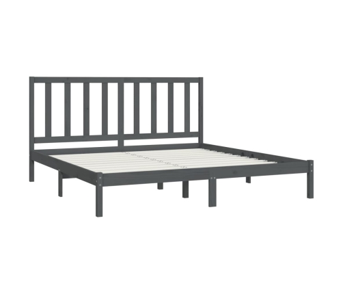 vidaXL Estructura de cama madera maciza gris Super King 180x200 cm