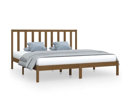 Estructura cama sin colchón madera pino marrón miel 200x200 cm