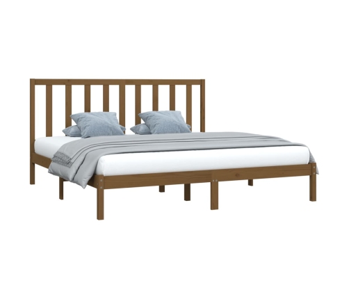 Estructura cama sin colchón madera pino marrón miel 200x200 cm