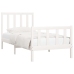 Estructura de cama madera maciza individual blanco 75x190 cm