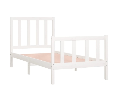 Estructura de cama madera maciza individual blanco 75x190 cm