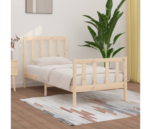 Estructura de cama madera maciza 90x190 cm