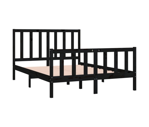 Estructura de cama madera maciza negra 120x190 cm