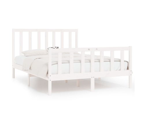 Estructura de cama de madera maciza blanca 140x190 cm