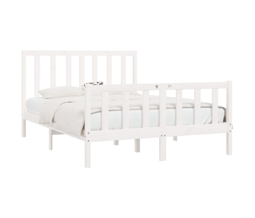 Estructura de cama de madera maciza blanca 140x190 cm