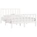 Estructura de cama de madera maciza blanca 140x190 cm